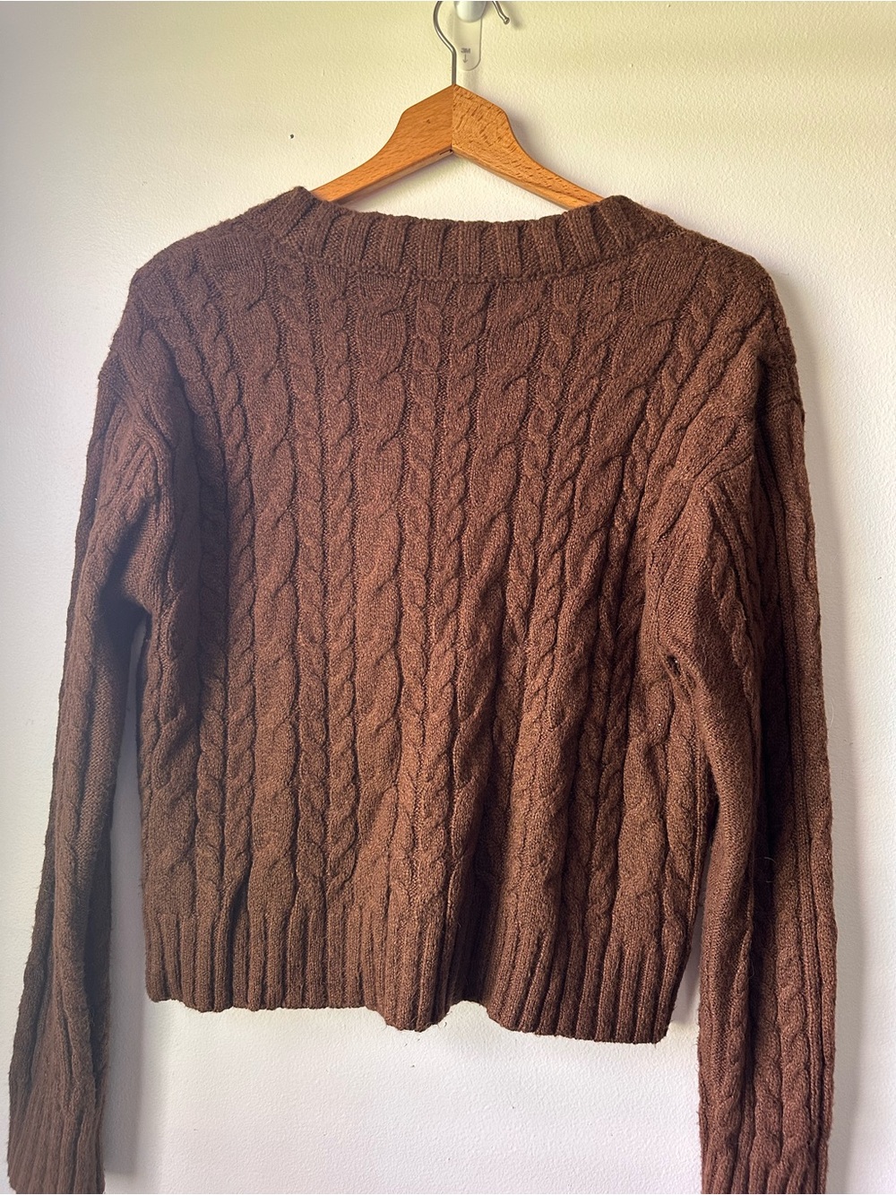 American Eagle Outfitters Brown Cable Knit V-Neck Button Cardigan - Picture 10 of 10